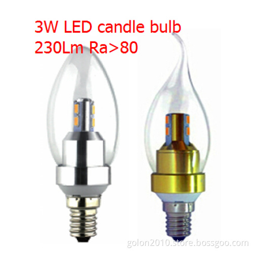 3W LED Candle Light 240lm Ra>80 Samsung5630 B22, E27, E26, E14, E12, Dimmable LED Candle Bulb